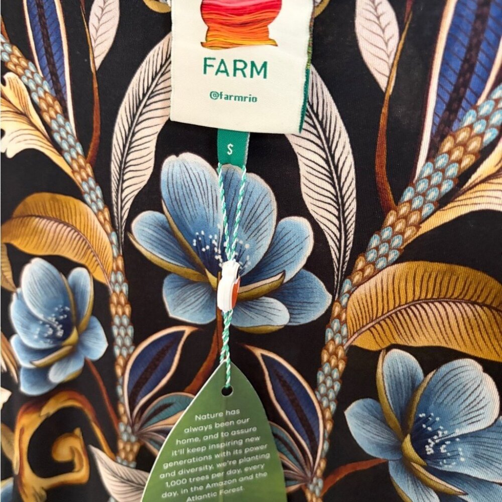 Farm Rio - Black Flowerful Garden Jersey Blouse - Picture 10 of 12